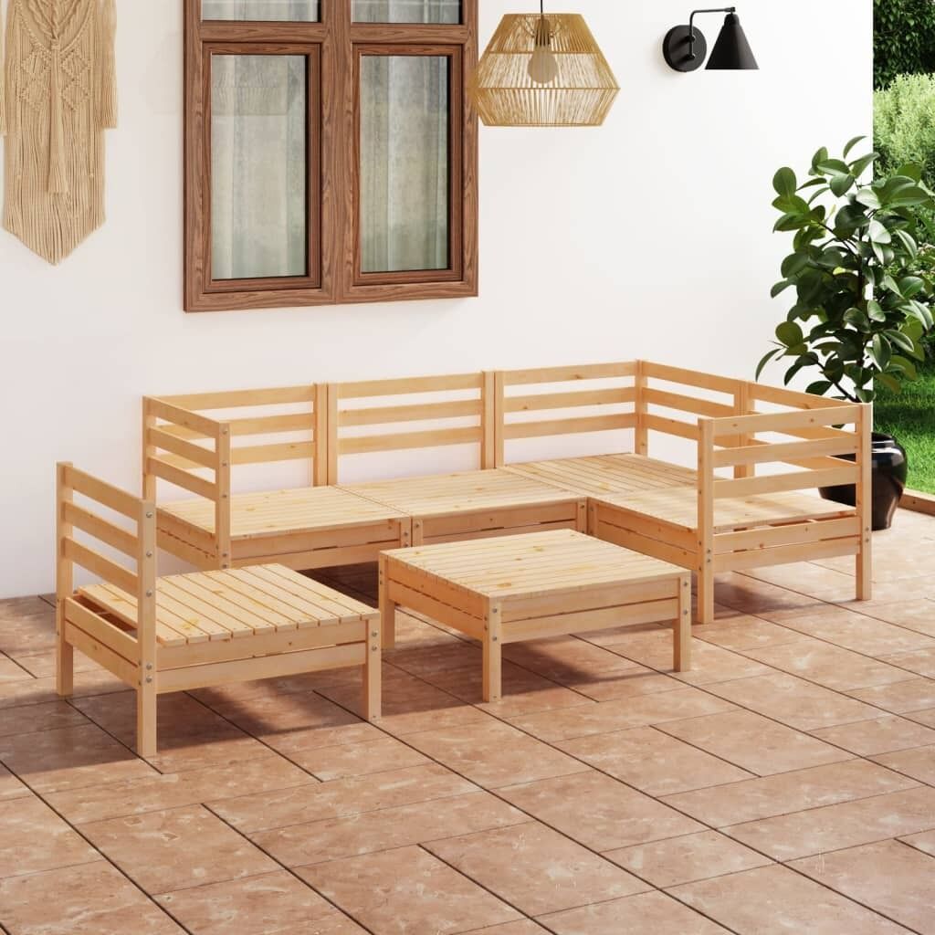 6 Piece Garden Lounge Set Solid Pinewood 6 Piece Garden Lounge Set Solid Pinewood