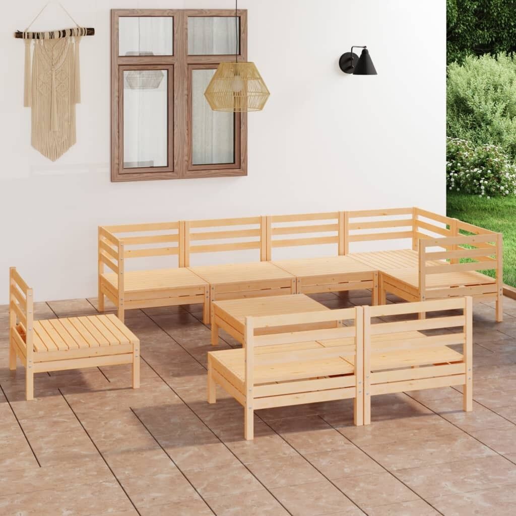 9 Piece Garden Lounge Set Solid Pinewood 9 Piece Garden Lounge Set Solid Pinewood