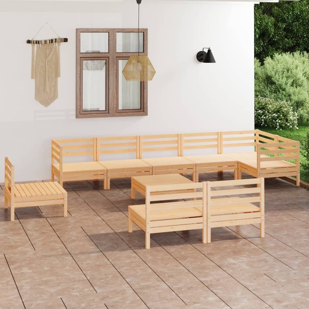 10 Piece Garden Lounge Set Solid Pinewood 10 Piece Garden Lounge Set Solid Pinewood