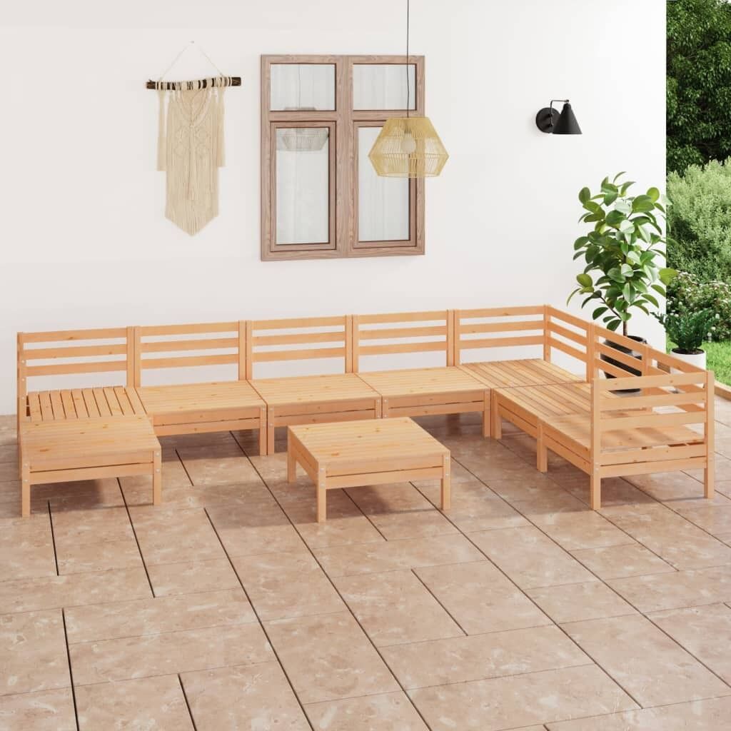 9 Piece Garden Lounge Set Solid Pinewood 9 Piece Garden Lounge Set Solid Pinewood