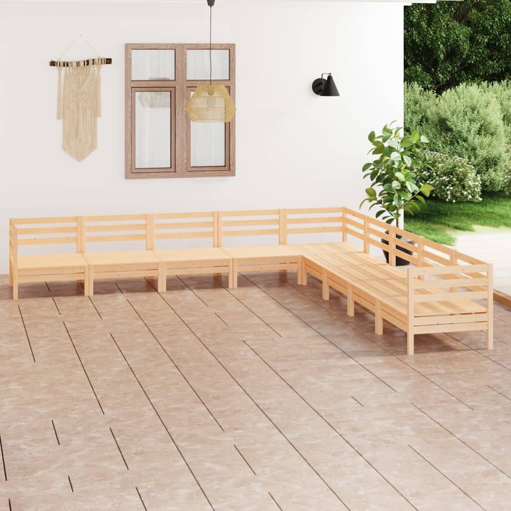 9 Piece Garden Lounge Set Solid Pinewood 9 Piece Garden Lounge Set Solid Pinewood