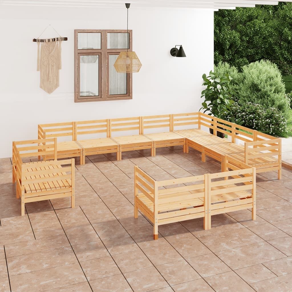 12 Piece Garden Lounge Set Solid Pinewood 12 Piece Garden Lounge Set Solid Pinewood