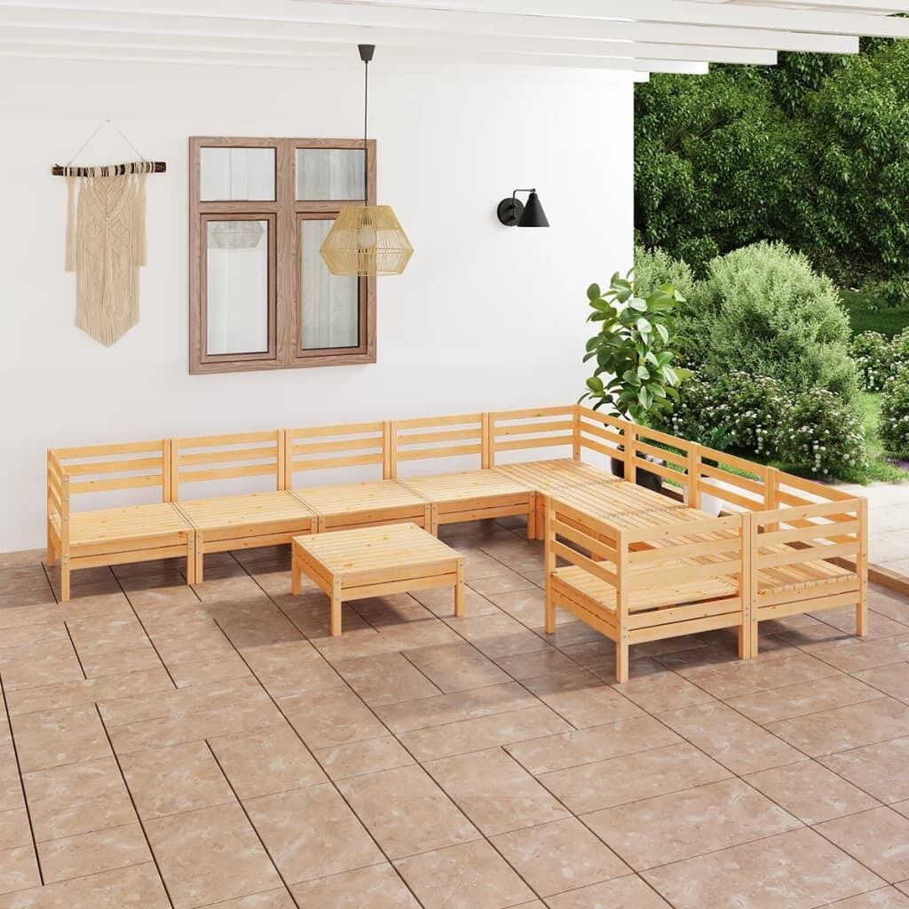 10 Piece Garden Lounge Set Solid Pinewood 10 Piece Garden Lounge Set Solid Pinewood