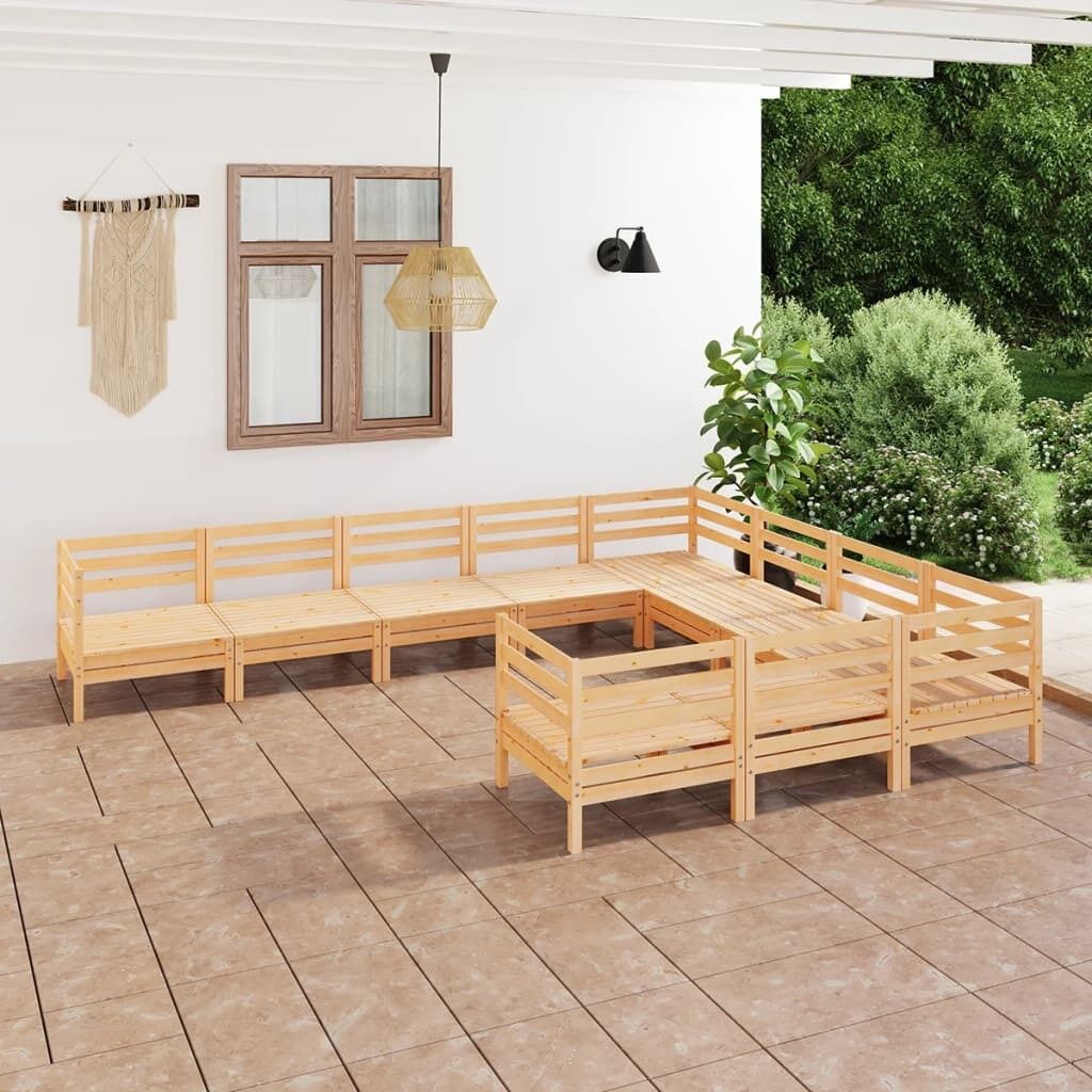10 Piece Garden Lounge Set Solid Pinewood 10 Piece Garden Lounge Set Solid Pinewood