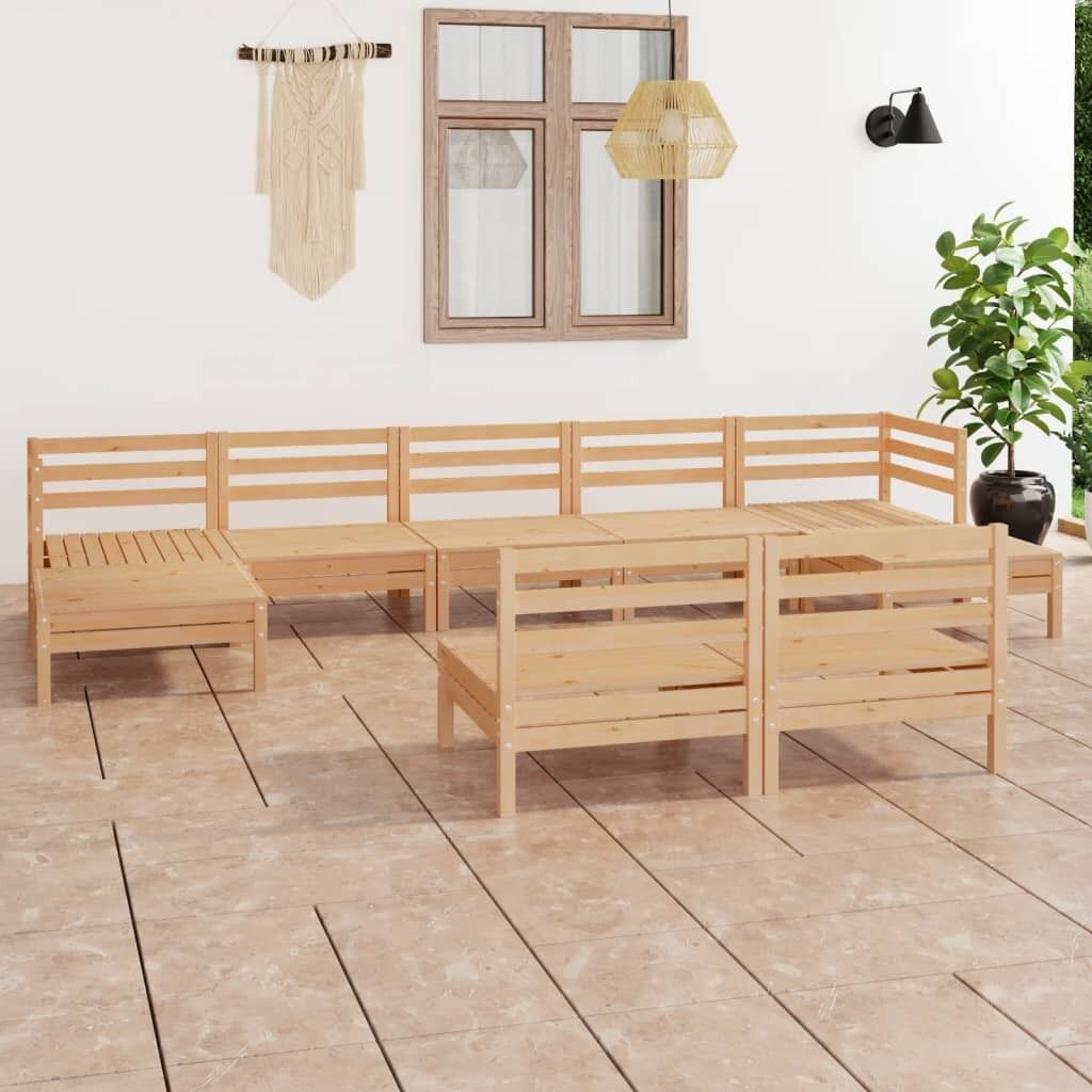 9 Piece Garden Lounge Set Solid Pinewood 9 Piece Garden Lounge Set Solid Pinewood