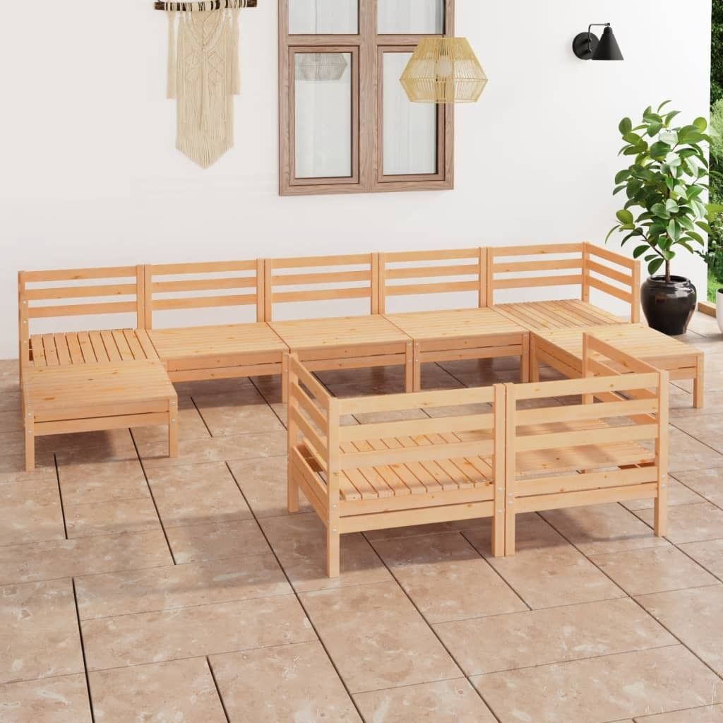 9 Piece Garden Lounge Set Solid Pinewood 9 Piece Garden Lounge Set Solid Pinewood