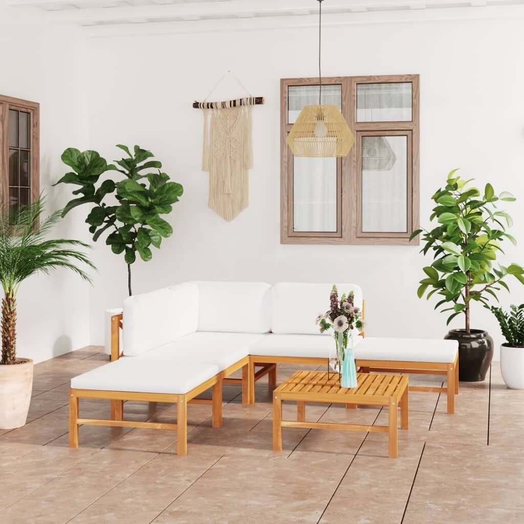 Garden Lounge Set with Cushions Solid Teak Wood Garden Lounge Set with Cushions Solid Teak Wood
