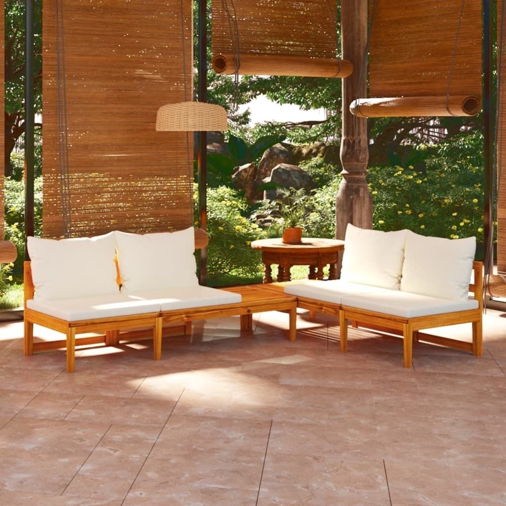 Garden Benches with Cushions 2 pcs Acacia Wood Garden Benches with Cushions 2 pcs Acacia Wood