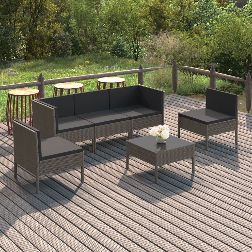 Garden Lounge Set with Cushions Poly Rattan Grey Garden Lounge Set with Cushions Poly Rattan Grey