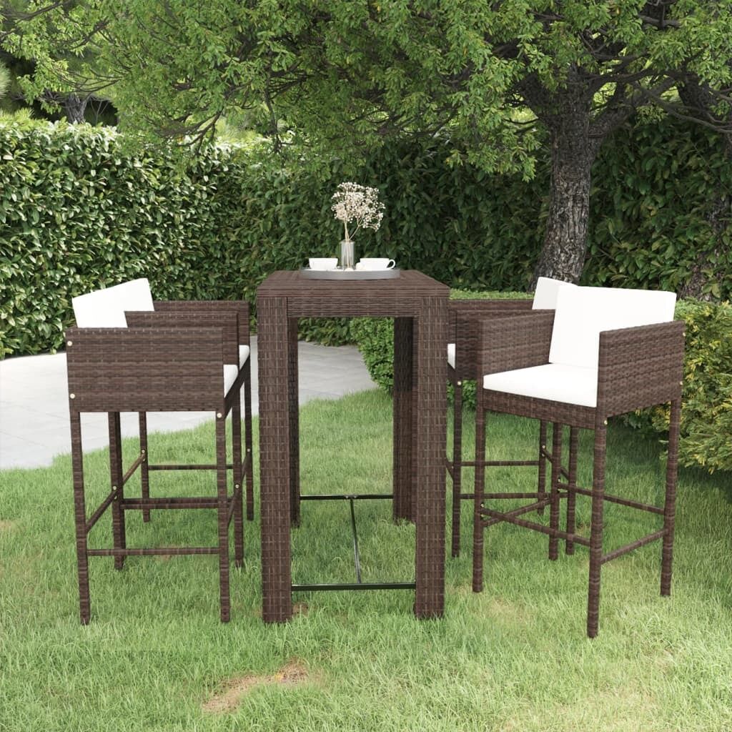 5 Piece Garden Bar Set with Cushions Poly Rattan 5 Piece Garden Bar Set with Cushions Poly Rattan