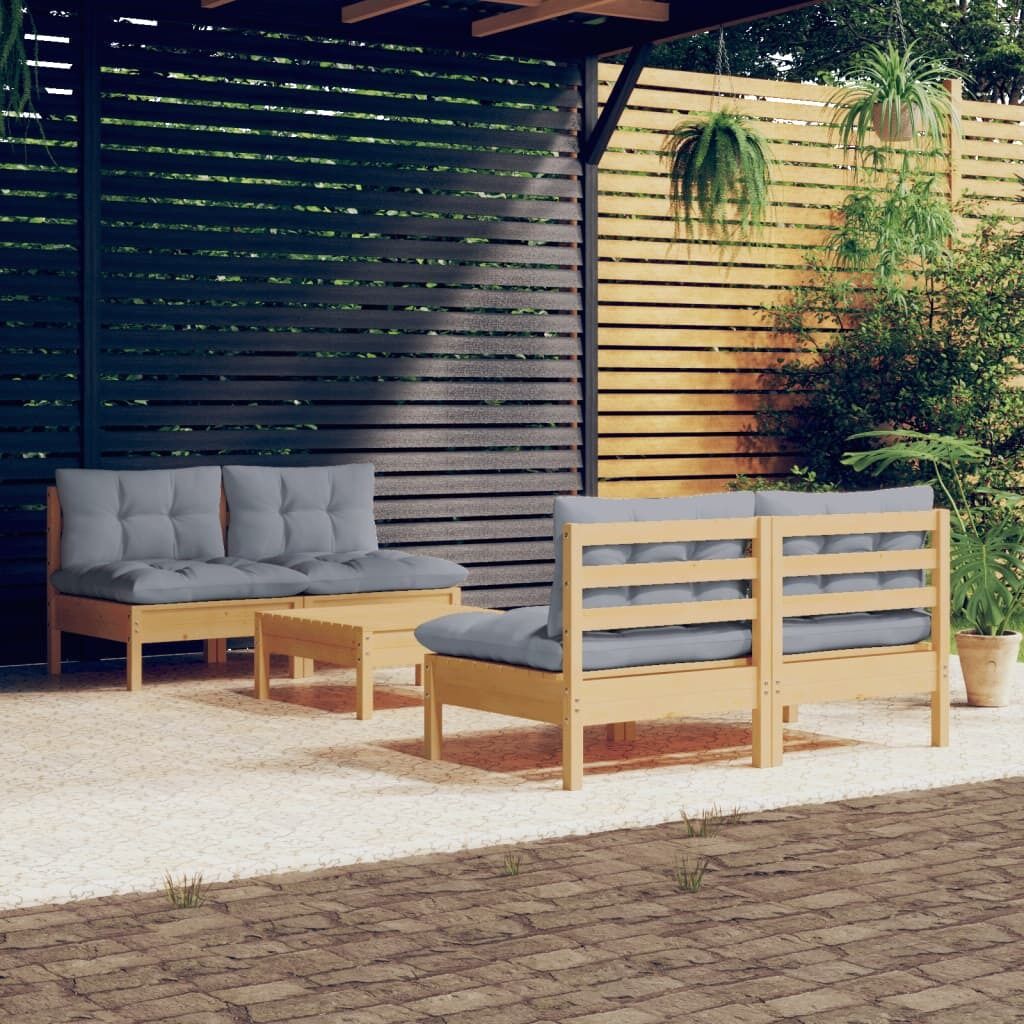 5 Piece Garden Lounge Set with Cushions Pinewood 5 Piece Garden Lounge Set with Cushions Pinewood