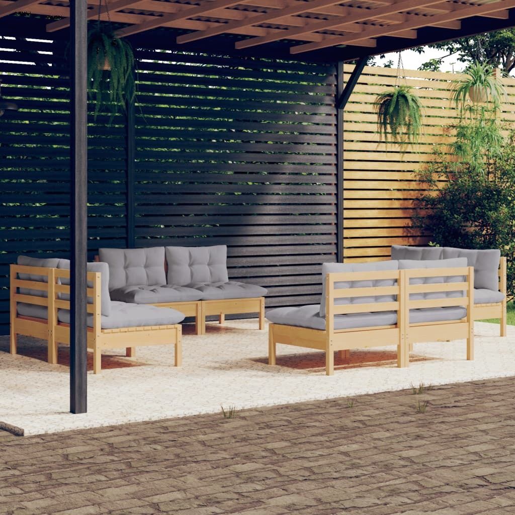 8 Piece Garden Lounge Set with Cushions Pinewood 8 Piece Garden Lounge Set with Cushions Pinewood