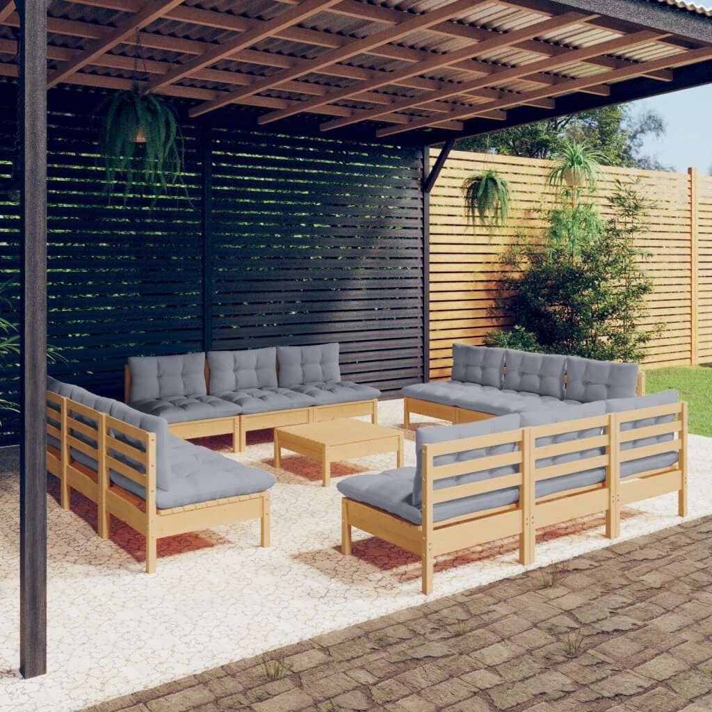 13 Piece Garden Lounge Set with Cushions Pinewood 13 Piece Garden Lounge Set with Cushions Pinewood