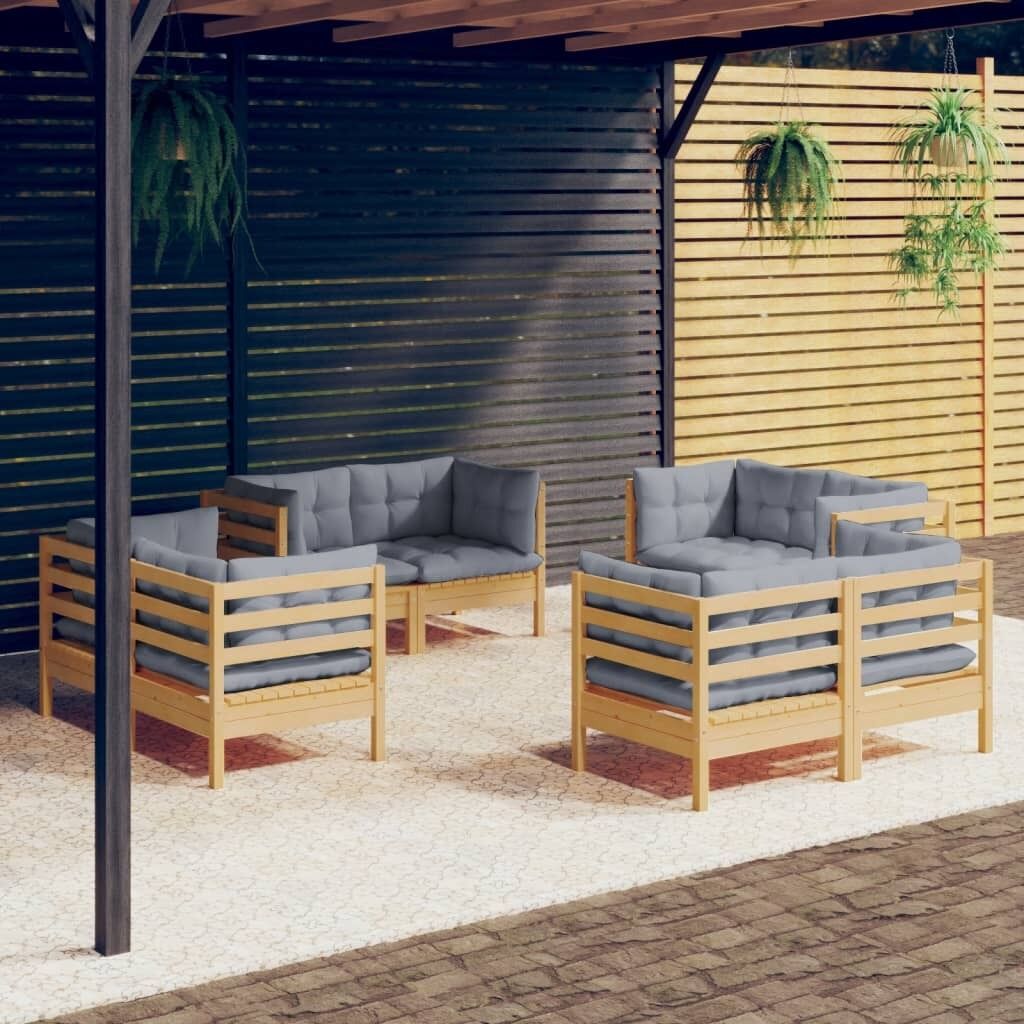 8 Piece Garden Lounge Set with Cushions Pinewood 8 Piece Garden Lounge Set with Cushions Pinewood