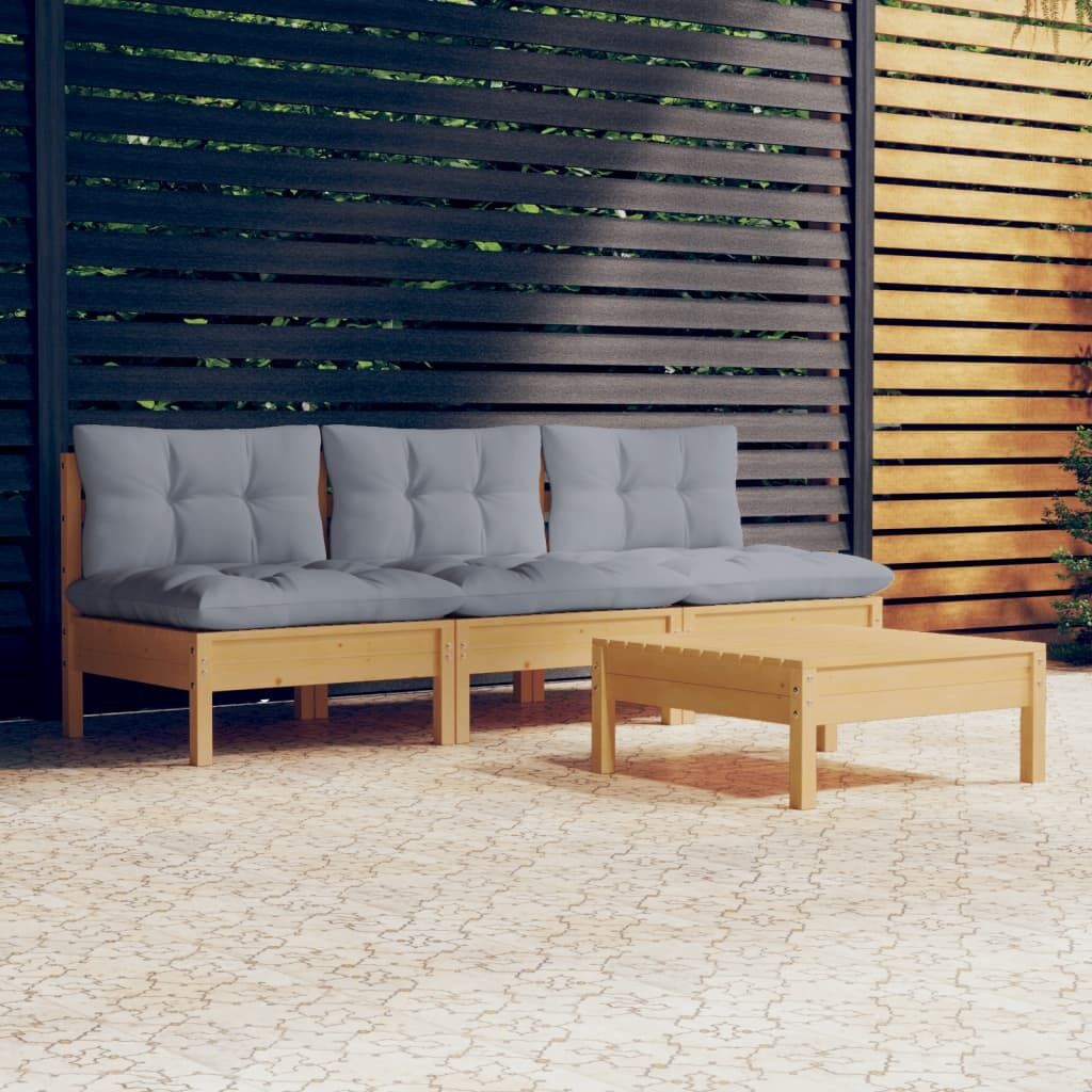 4 Piece Garden Lounge Set with Cushions Pinewood 4 Piece Garden Lounge Set with Cushions Pinewood