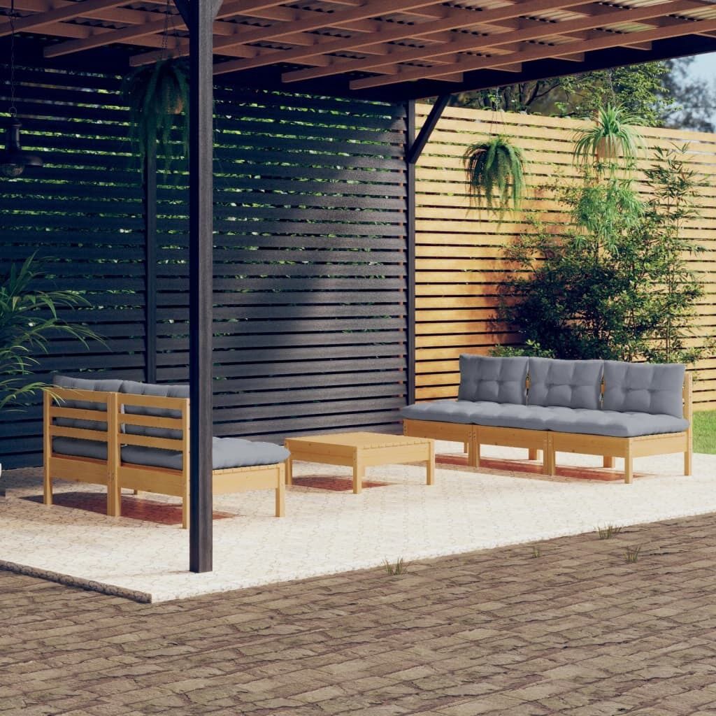 6 Piece Garden Lounge Set with Cushions Pinewood 6 Piece Garden Lounge Set with Cushions Pinewood