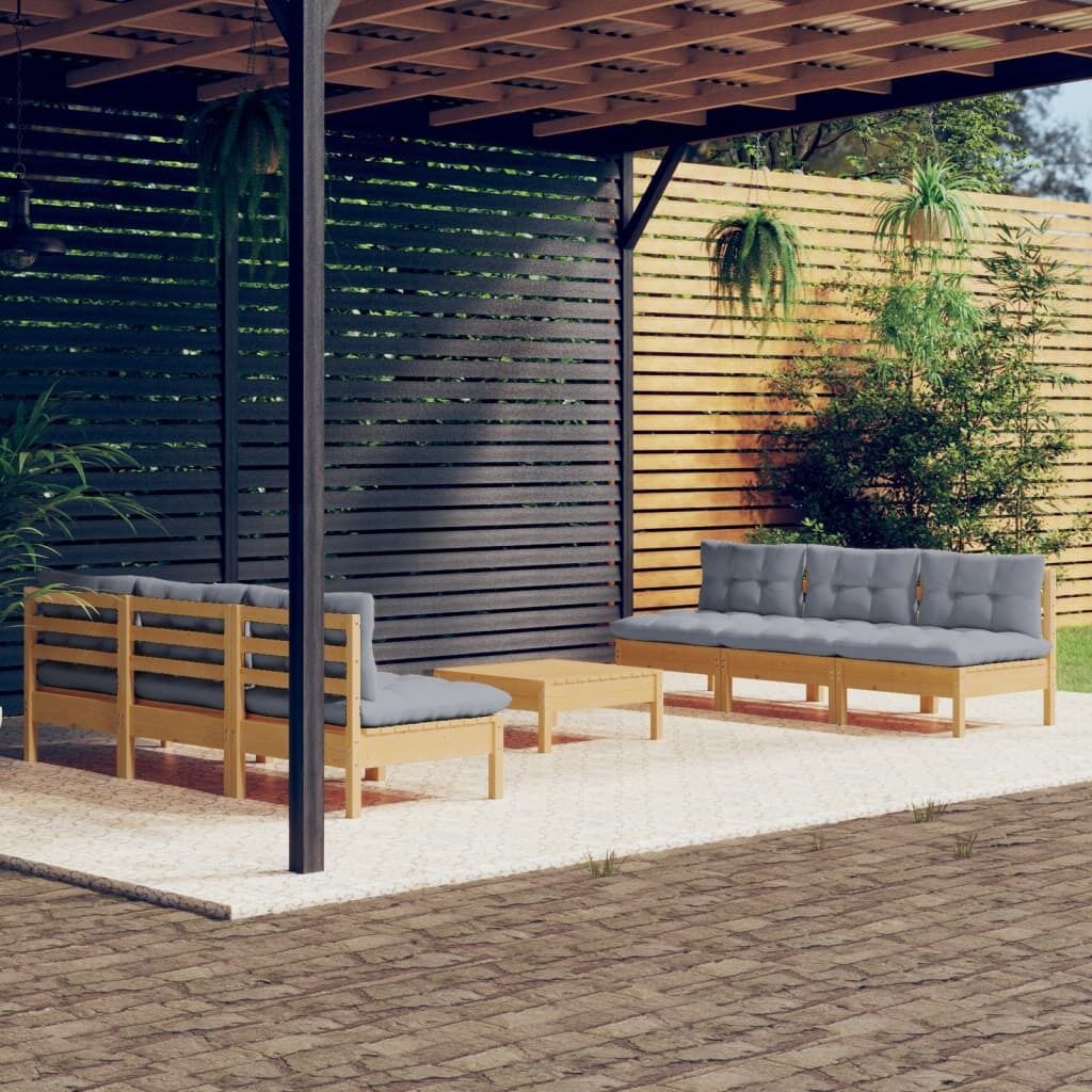 7 Piece Garden Lounge Set with Cushions Pinewood 7 Piece Garden Lounge Set with Cushions Pinewood