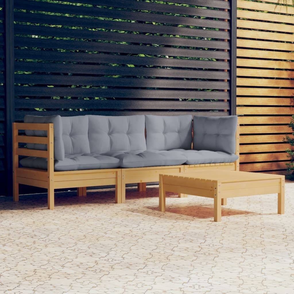 4 Piece Garden Lounge Set with Cushions Pinewood 4 Piece Garden Lounge Set with Cushions Pinewood