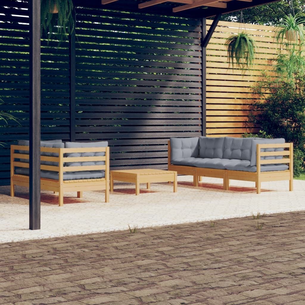 6 Piece Garden Lounge Set with Cushions Pinewood 6 Piece Garden Lounge Set with Cushions Pinewood