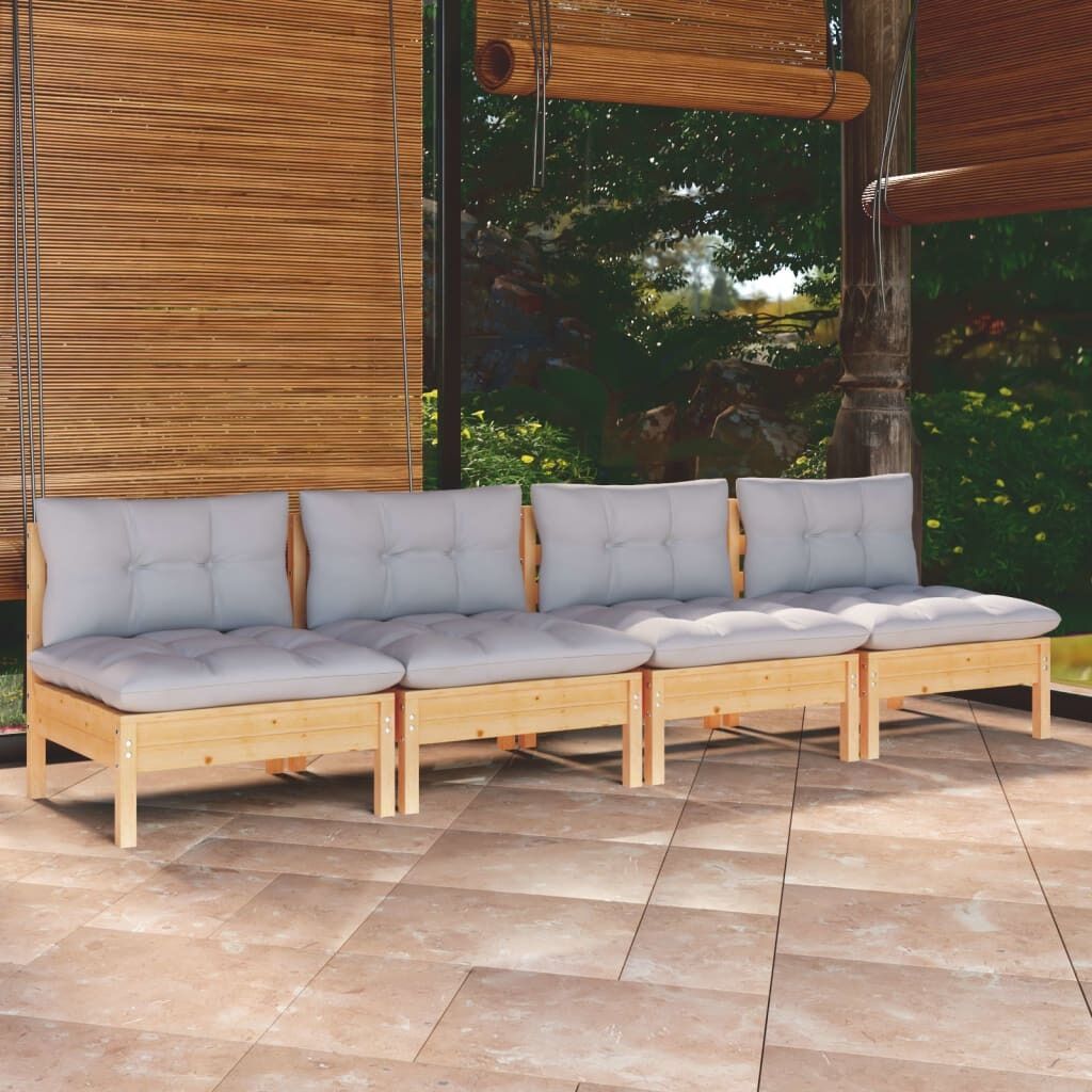 4-Seater Garden Sofa with Cushions Solid Pinewood 4-Seater Garden Sofa with Cushions Solid Pinewood
