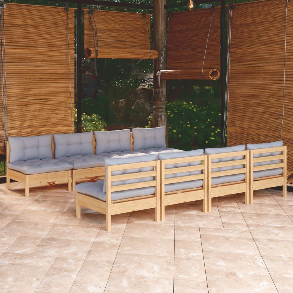 9 Piece Garden Lounge Set with Cushions Solid Pinewood 9 Piece Garden Lounge Set with Cushions Solid Pinewood