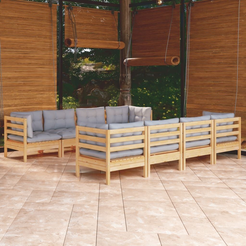 9 Piece Garden Lounge Set with Cushions Solid Pinewood 9 Piece Garden Lounge Set with Cushions Solid Pinewood