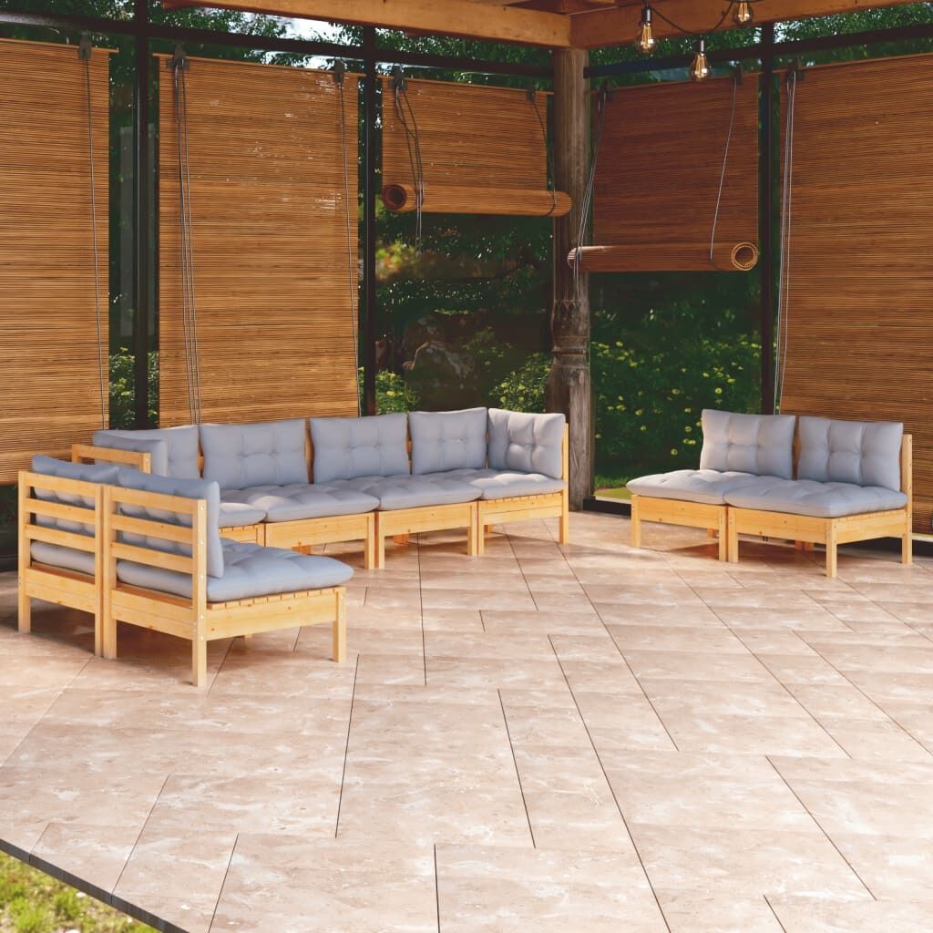8 Piece Garden Lounge Set with Cushions Solid Pinewood 8 Piece Garden Lounge Set with Cushions Solid Pinewood