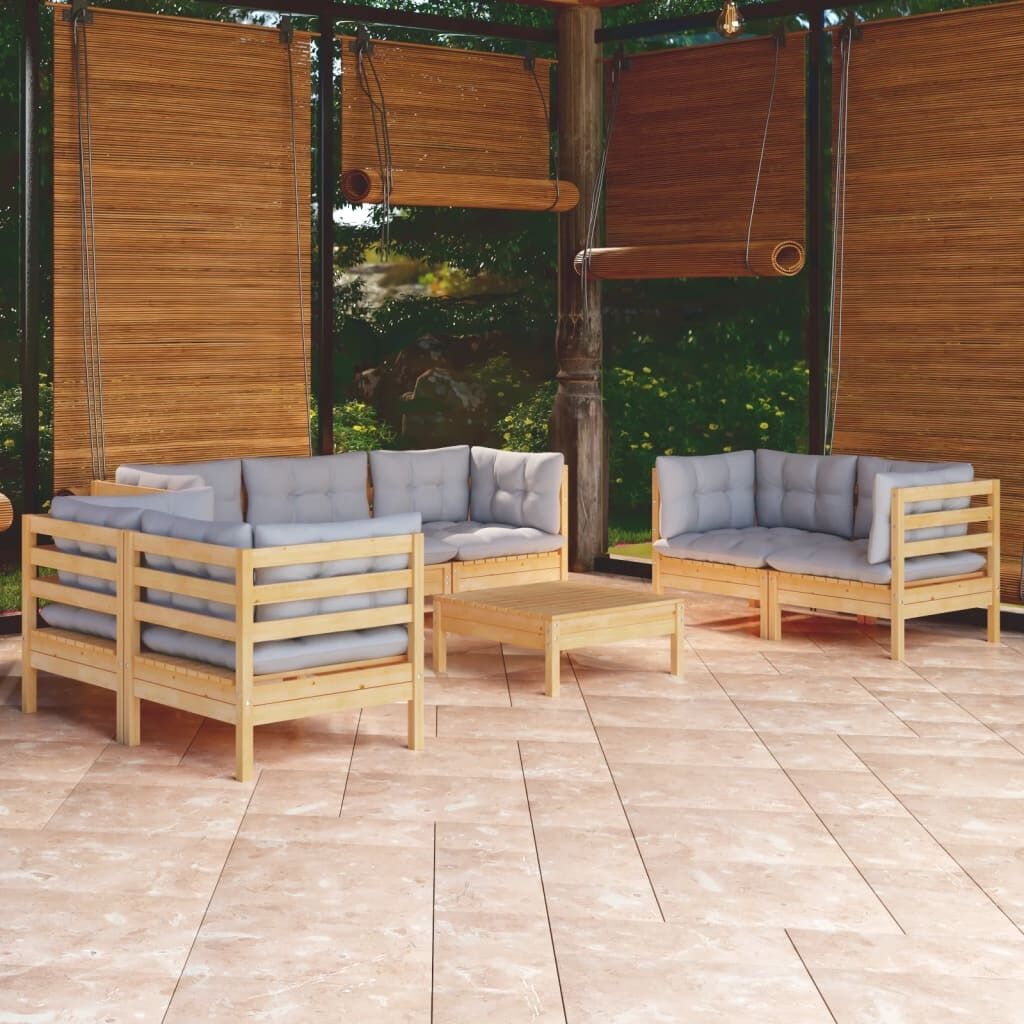 8 Piece Garden Lounge Set with Cushions Solid Pinewood 8 Piece Garden Lounge Set with Cushions Solid Pinewood