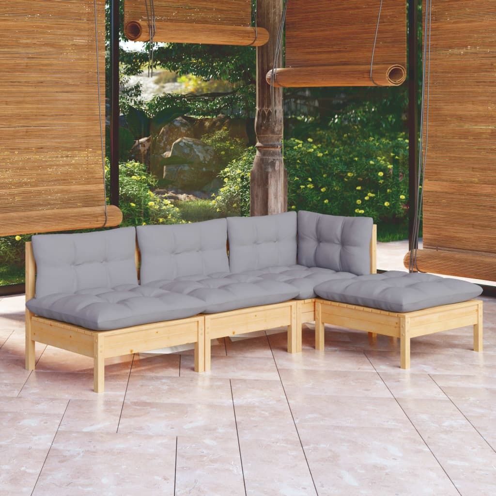 4 Piece Garden Lounge Set with Cushions Pinewood 4 Piece Garden Lounge Set with Cushions Pinewood