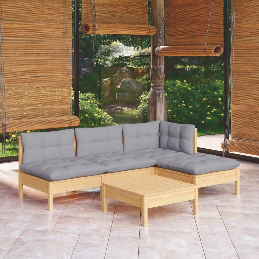 5 Piece Garden Lounge Set with Cushions Pinewood 5 Piece Garden Lounge Set with Cushions Pinewood
