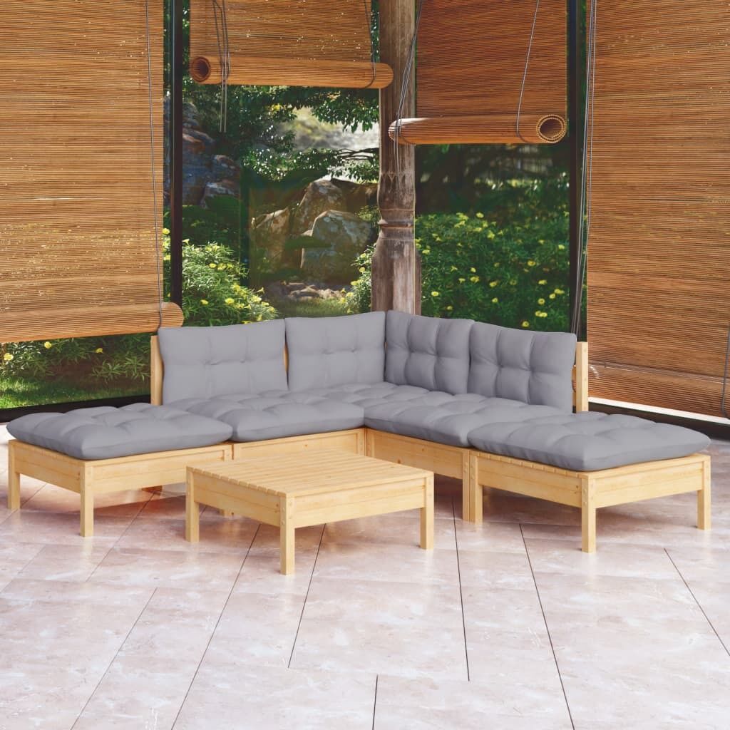 6 Piece Garden Lounge Set with Cushions Pinewood 6 Piece Garden Lounge Set with Cushions Pinewood