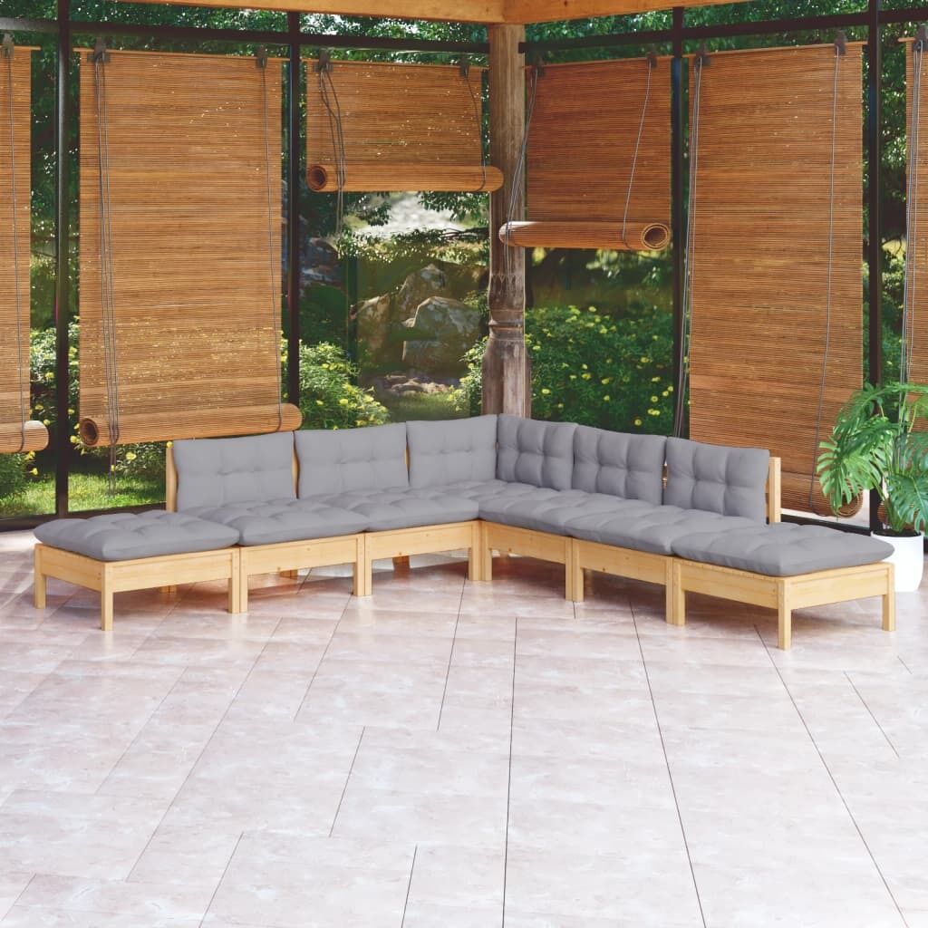 7 Piece Garden Lounge Set with Cushions Pinewood 7 Piece Garden Lounge Set with Cushions Pinewood