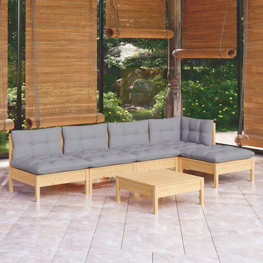 6 Piece Garden Lounge Set with Cushions Pinewood 6 Piece Garden Lounge Set with Cushions Pinewood