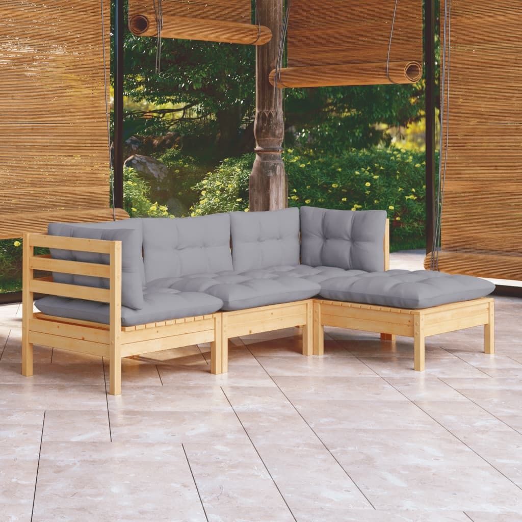 4 Piece Garden Lounge Set with Cushions Pinewood 4 Piece Garden Lounge Set with Cushions Pinewood