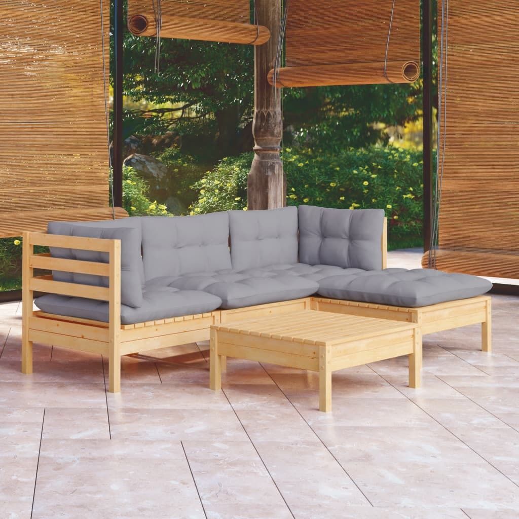 5 Piece Garden Lounge Set with Cushions Pinewood 5 Piece Garden Lounge Set with Cushions Pinewood