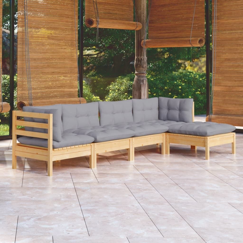 5 Piece Garden Lounge Set with Cushions Pinewood 5 Piece Garden Lounge Set with Cushions Pinewood
