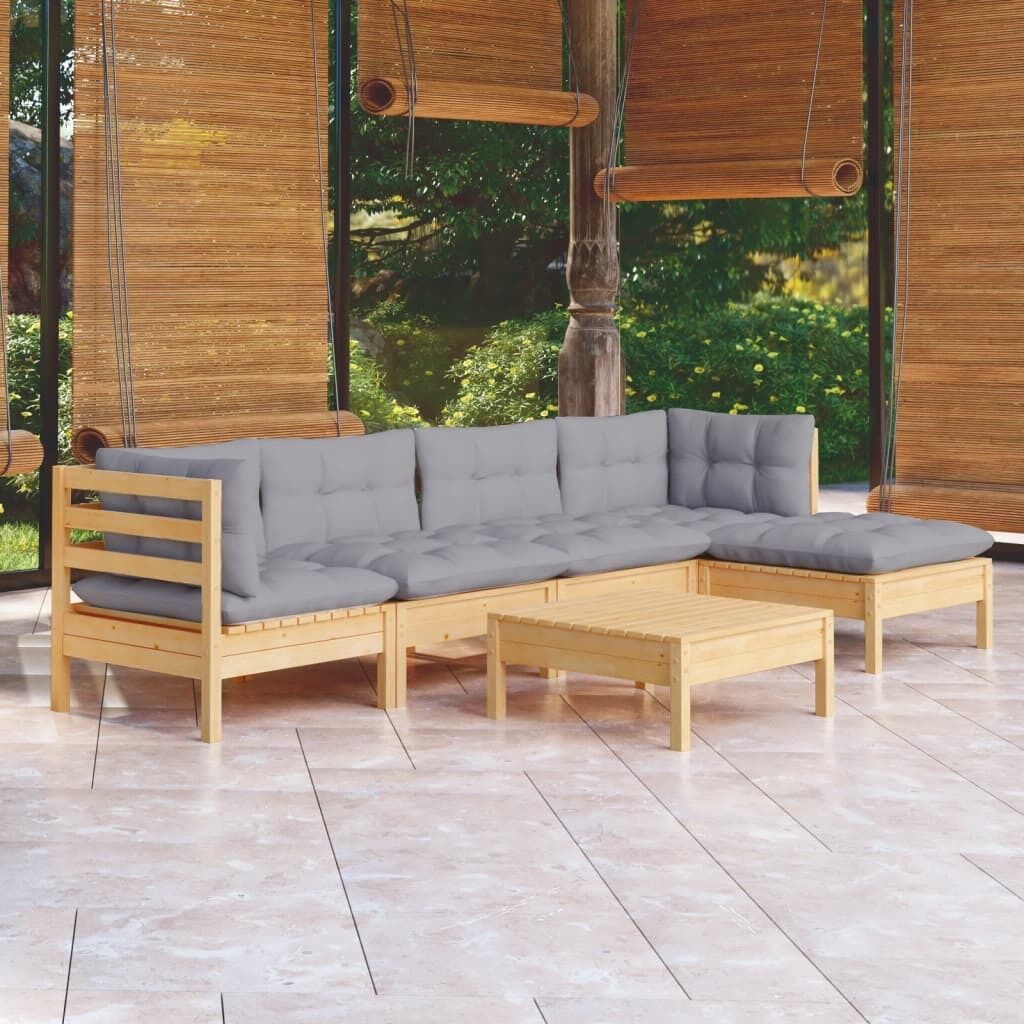 6 Piece Garden Lounge Set with Cushions Pinewood 6 Piece Garden Lounge Set with Cushions Pinewood