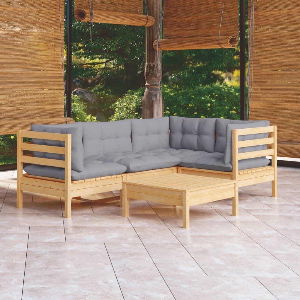5 Piece Garden Lounge Set with Cushions Pinewood 5 Piece Garden Lounge Set with Cushions Pinewood