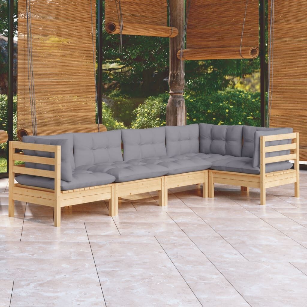 5 Piece Garden Lounge Set with Cushions Pinewood 5 Piece Garden Lounge Set with Cushions Pinewood