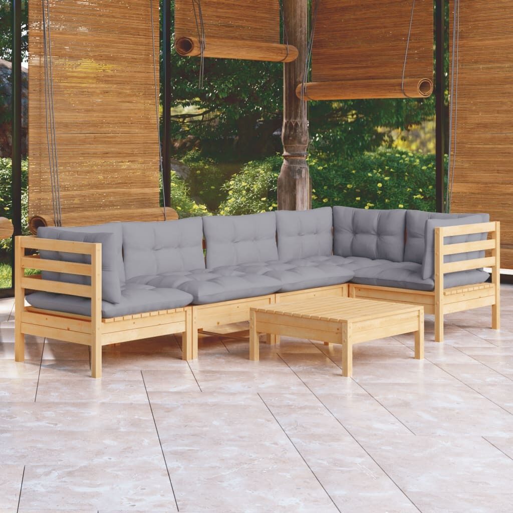 6 Piece Garden Lounge Set with Cushions Pinewood 6 Piece Garden Lounge Set with Cushions Pinewood