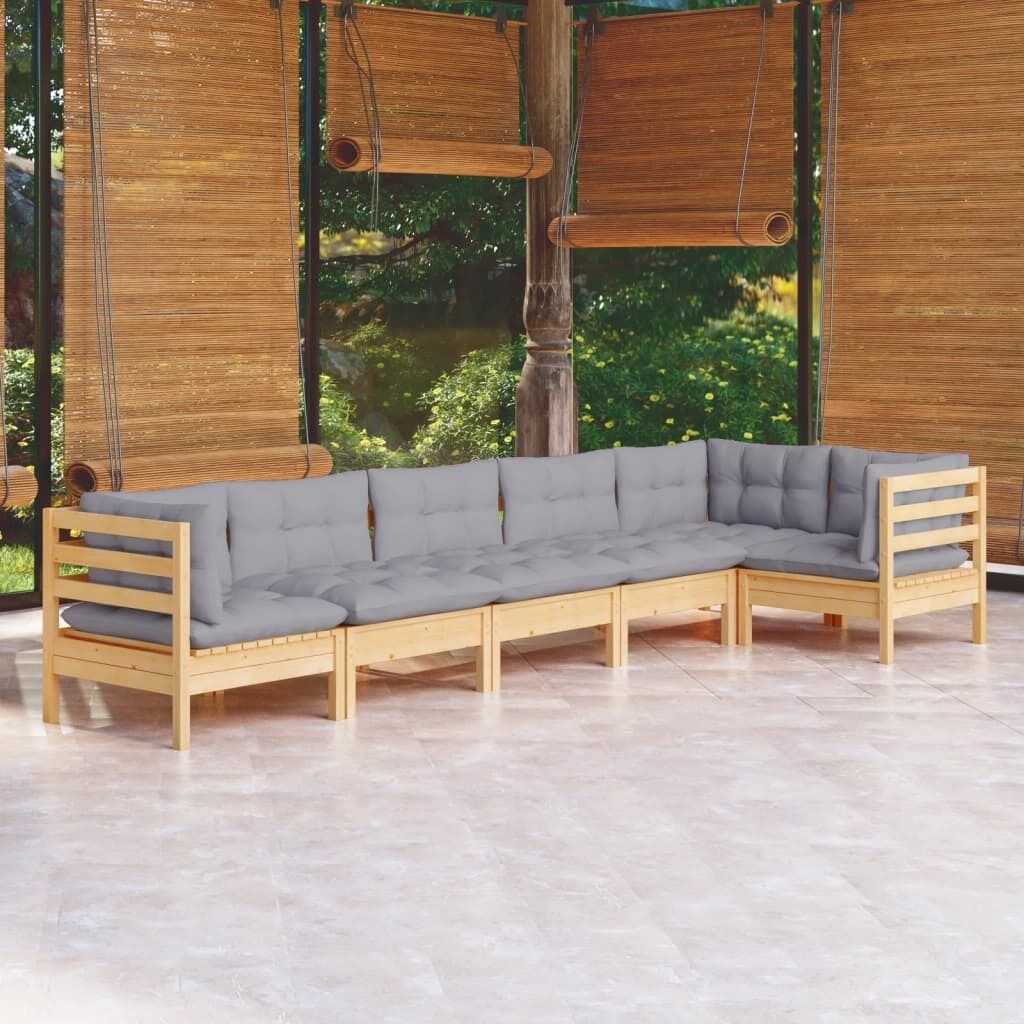 6 Piece Garden Lounge Set with Cushions Pinewood 6 Piece Garden Lounge Set with Cushions Pinewood