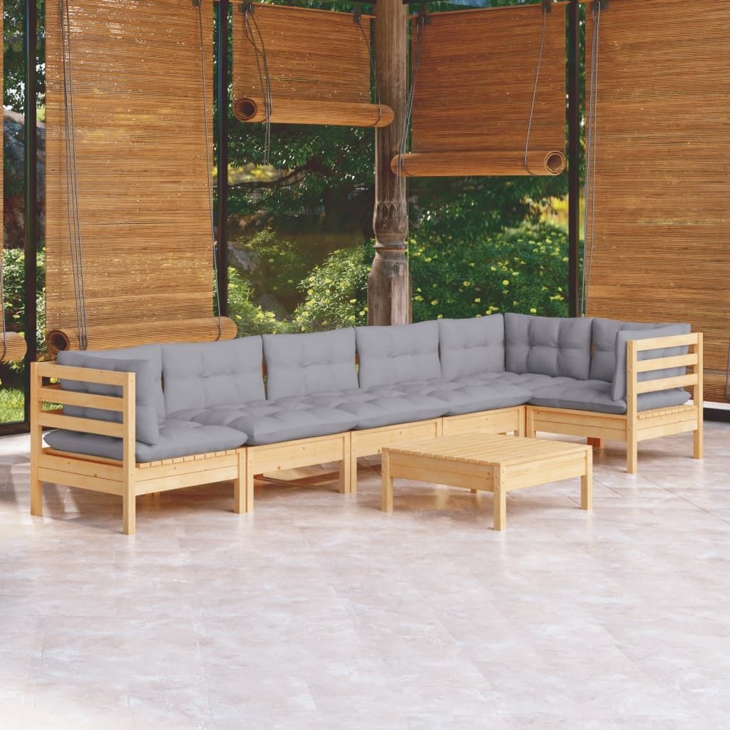7 Piece Garden Lounge Set with Cushions Pinewood 7 Piece Garden Lounge Set with Cushions Pinewood