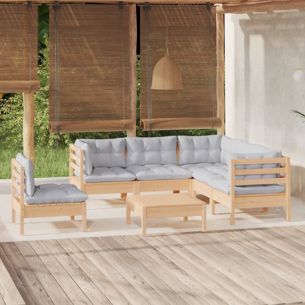 6 Piece Garden Lounge Set with Cushions Pinewood 6 Piece Garden Lounge Set with Cushions Pinewood