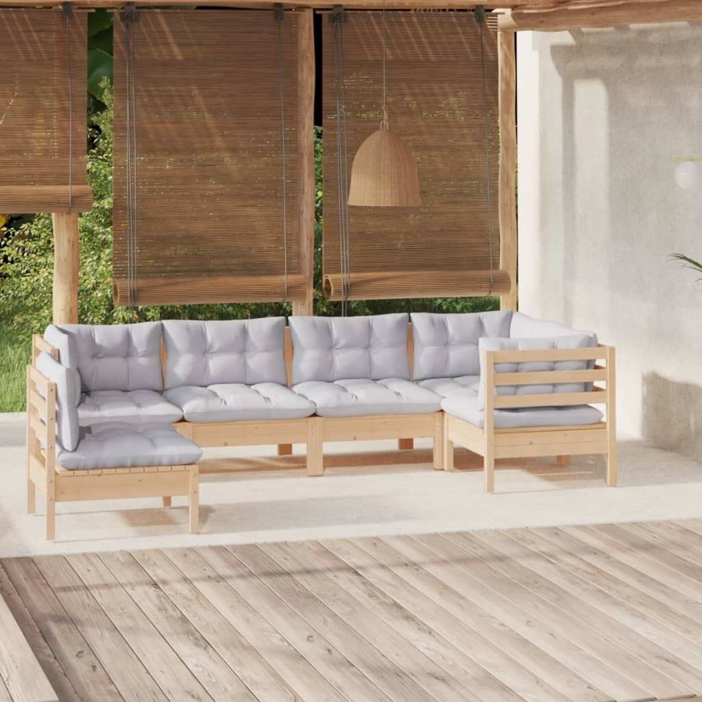 6 Piece Garden Lounge Set with Cushions Pinewood 6 Piece Garden Lounge Set with Cushions Pinewood