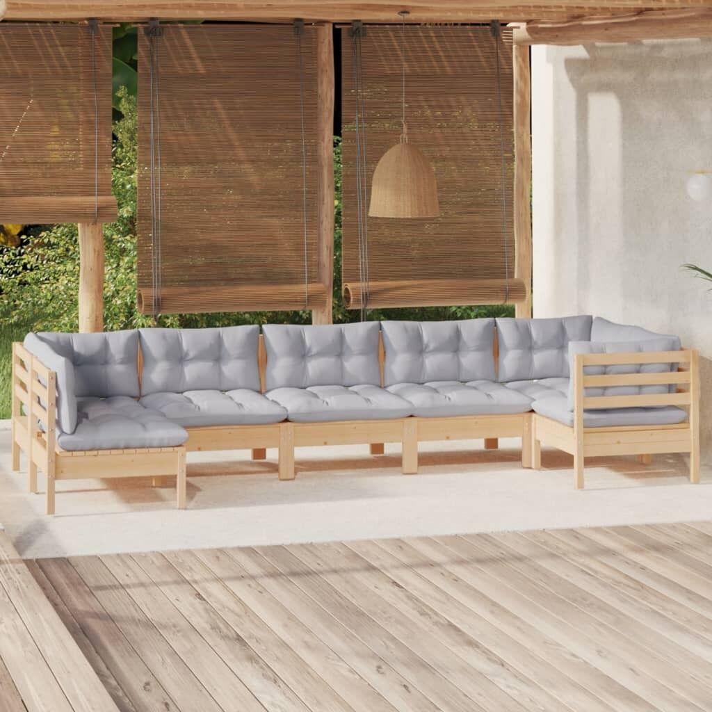 7 Piece Garden Lounge Set with Cushions Pinewood 7 Piece Garden Lounge Set with Cushions Pinewood