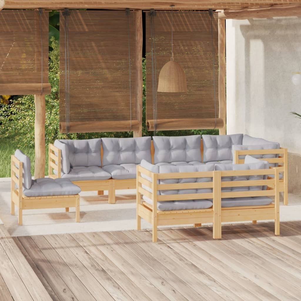 8 Piece Garden Lounge Set with Cushions Solid Pinewood 8 Piece Garden Lounge Set with Cushions Solid Pinewood