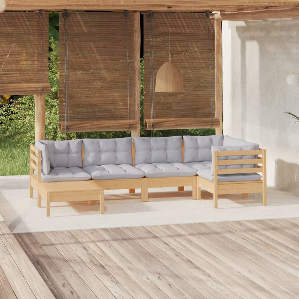 6 Piece Garden Lounge Set with Cushions Solid Pinewood 6 Piece Garden Lounge Set with Cushions Solid Pinewood