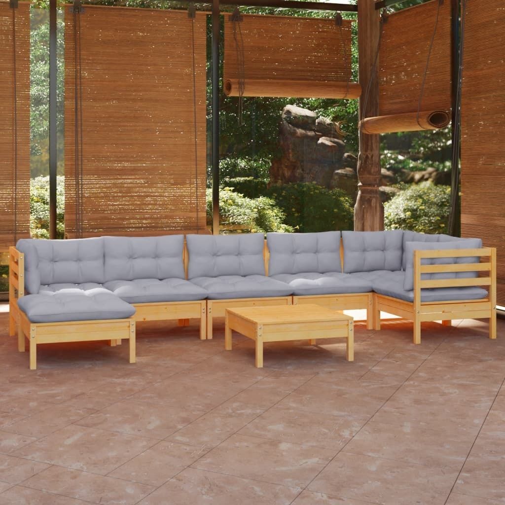 8 Piece Garden Lounge Set with Cushions Solid Pinewood 8 Piece Garden Lounge Set with Cushions Solid Pinewood
