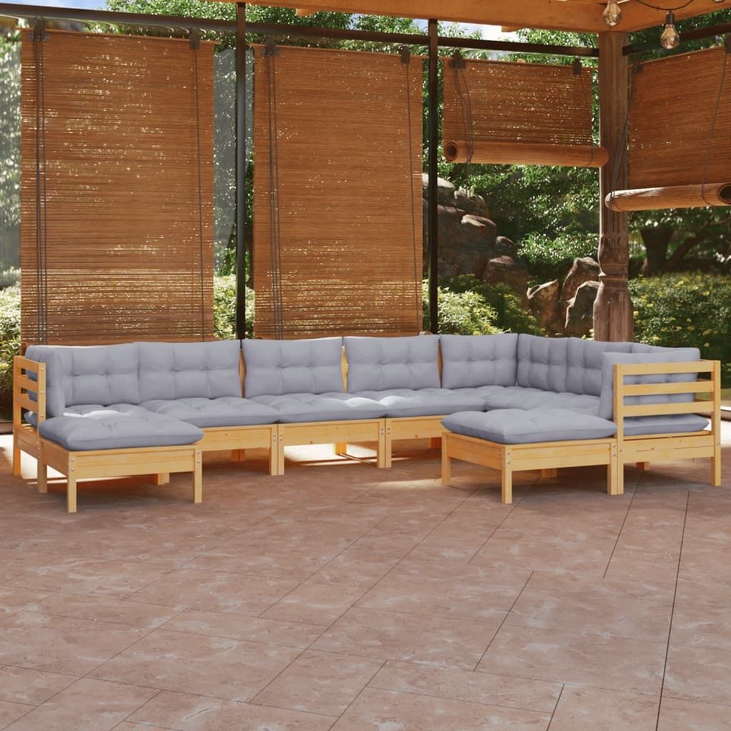 9 Piece Garden Lounge Set with Cushions Solid Pinewood 9 Piece Garden Lounge Set with Cushions Solid Pinewood