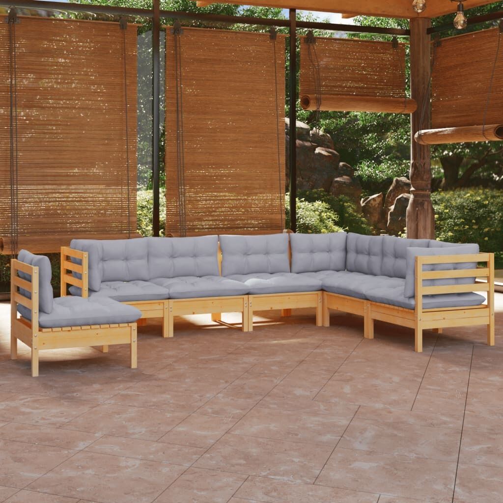 7 Piece Garden Lounge Set with Cushions Solid Pinewood 7 Piece Garden Lounge Set with Cushions Solid Pinewood